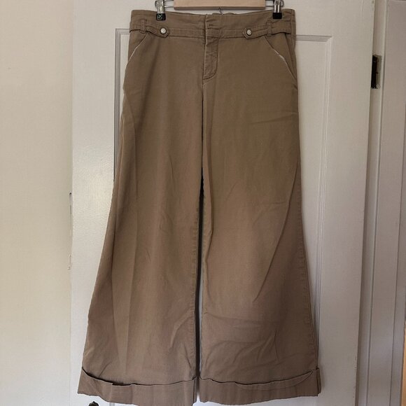 Tan Wide Legged Hemmed Pants - Picture 1 of 9